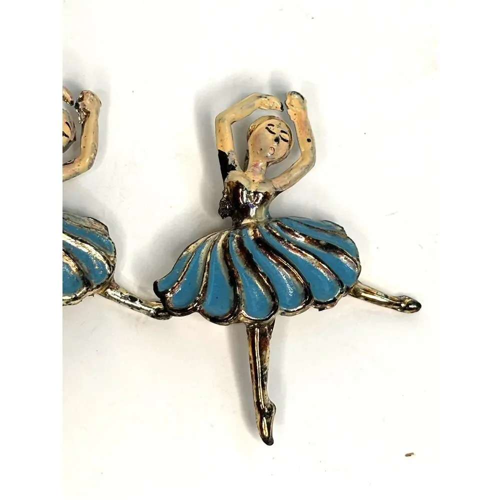 Vintage Mid Century Ballerina Pins Plastic Dance Accessories Set of 2 AS IS